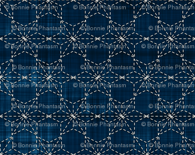 Sashiko: Tobi asa-no-ha - Scattered hemp leaf