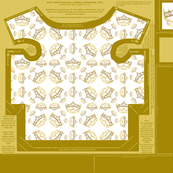 Queen of Hearts Gold Crown Dog Shirt, Ornament, And Brooch Pattern XS/small With Smaller Tail Cut And Sew Fat Quarter by Kristie Hubler