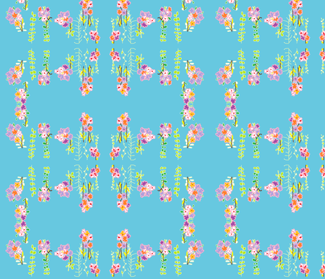 flowers_against_blue fabric by rachana on Spoonflower - custom fabric