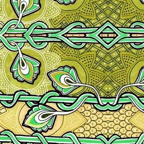 Barbed Wire Buds (a pseudo batik horizontal stripe)