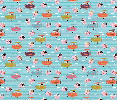 Tiny Pigs CAN Fly fabric by cynthiafrenette on Spoonflower - custom fabric