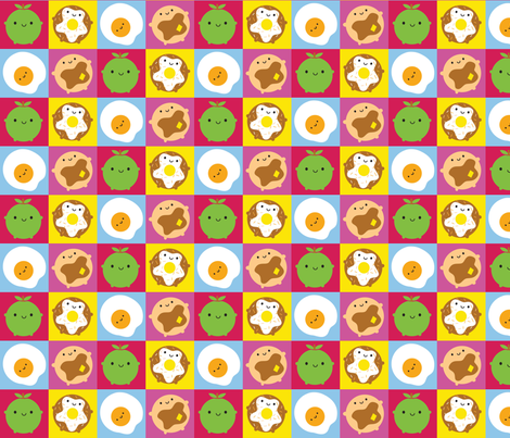 Happy Breakfast Squares fabric by marcelinesmith on Spoonflower - custom fabric