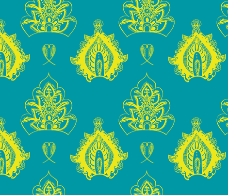 henna yellow floral fabric by fable_design on Spoonflower - custom fabric