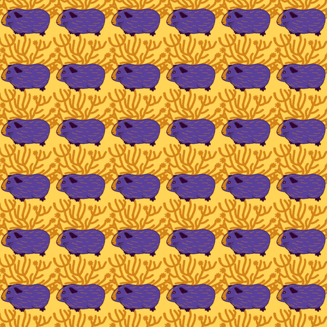 Guinea pig & a bush (Complementary Colours) fabric by strawberry_fields_ on Spoonflower - custom fabric
