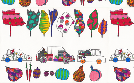 cars, trees, fruits fabric by lissisissi on Spoonflower - custom fabric
