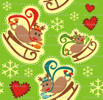 Green Reindeer Sleigh Big