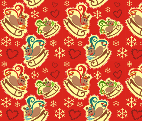 Red Reindeer Sleigh fabric by lauralvarez on Spoonflower - custom fabric