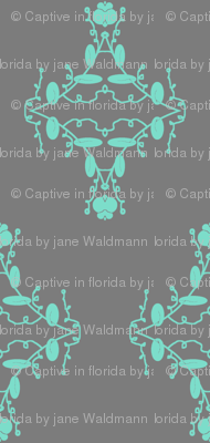 Gray and Aqua Damask