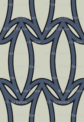 Peony in Navy Blue and Gray