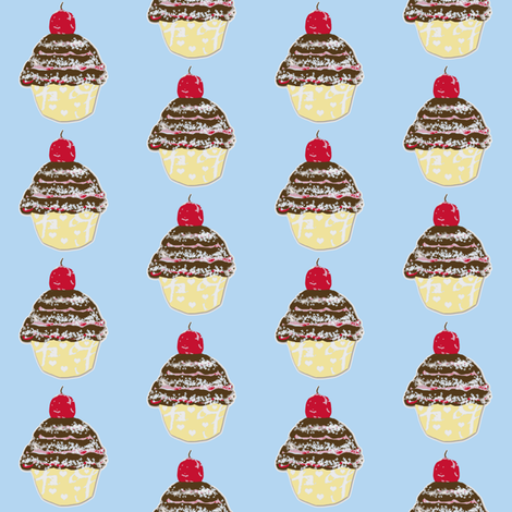 Cupcake Love on light blue fabric by karenharveycox on Spoonflower - custom fabric