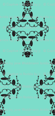 Turquoise and Black Damask