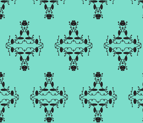Turquoise and Black Damask fabric by captiveinflorida on Spoonflower - custom fabric