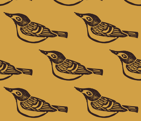 Black Capped Vireo large - Honeycomb fabric by owlandchickadee on Spoonflower - custom fabric