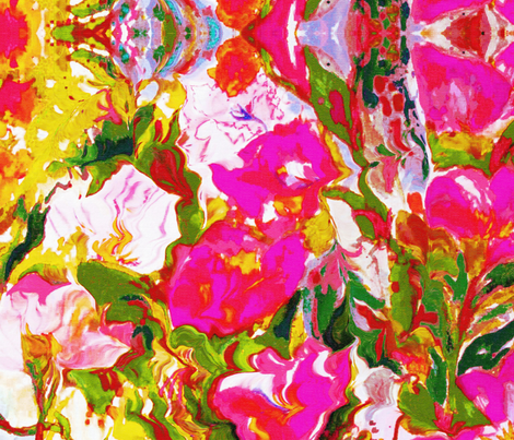 garden flowers pink fabric by bettinablue_designs on Spoonflower - custom fabric