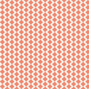 Quatrefoil Mini Print Coral and White