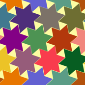 Stars - Purple, Pink, Green, Yellow, Blue, Brown and Orange on Light / White Background