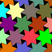 Stars - Purple, Pink, Green, Yellow, Blue, Brown and Orange on Black Background