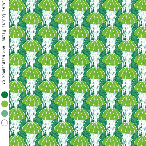 Jellyfish drift : small (25 percent) green fabric by needlebook on Spoonflower - custom fabric