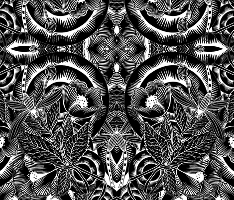 Dragonfly in black and white fabric by whimzwhirled on Spoonflower - custom fabric