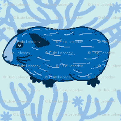 Guinea pig & a bush (Blue)