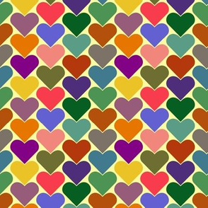 Multi-Colored Hearts - Yellow, Pink, Green, Blue, Purple