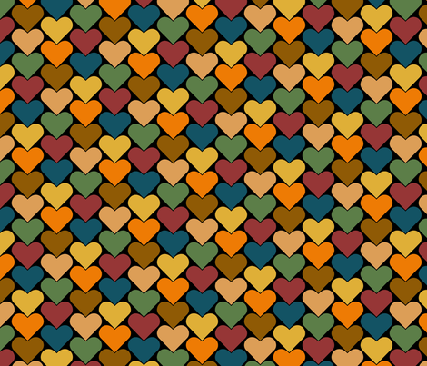 Multi-Colored Hearts - Orange, Blue, Green, Yellow, Brown, Pink, Purple fabric by zephyrus_books on Spoonflower - custom fabric