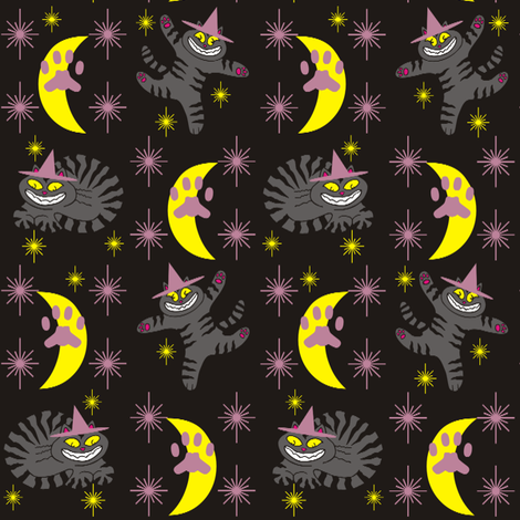 Magical Mr. Midnight in Charcoal, Dusty Rose, & Black fabric by 3catsgraphics on Spoonflower - custom fabric