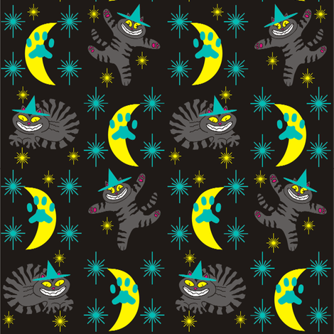Magical Mr. Midnight in Charcoal, Teal, & Black fabric by 3catsgraphics on Spoonflower - custom fabric