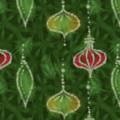 Batik Tree Ornaments -- in reds and greens