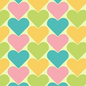 Multi-Colored Hearts - Light Pastels (Blue Pink Yellow, Green)