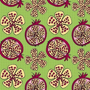 Pomegranate Fruit pink with green texture