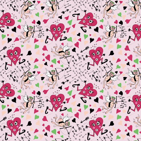 Run, Dear Heart, Cupid's Arrow is Coming!!! fabric by amy_g on Spoonflower - custom fabric