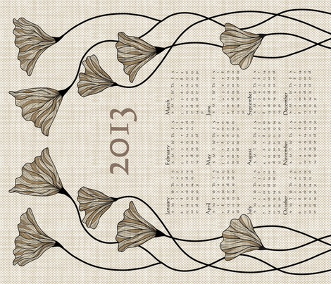 2013 Neutral Linen Calendar fabric by vo_aka_virginiao on Spoonflower - custom fabric