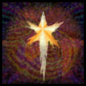 Star over Bethlehem - Magentas and Yellows, Framed in Black