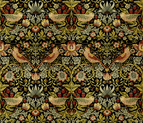 William Morris ~ Strawberry Thief ~ Intense fabric by peacoquettedesigns on Spoonflower - custom fabric