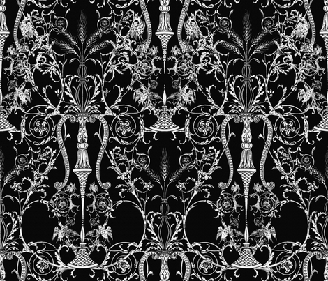 Lady Mary's Bedroom ~ Black & White fabric by peacoquettedesigns on Spoonflower - custom fabric
