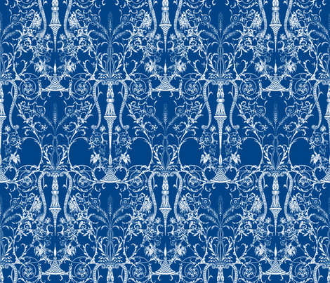 Lady Mary's Bedroom ~ Blue & White fabric by peacoquettedesigns on Spoonflower - custom fabric