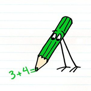 Green Pencil Doing Sums