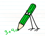 Green Pencil Doing Sums