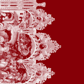 The Nativity Scene Border Print ~ Red & White