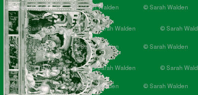The Nativity Scene Border Print ~ Green & White