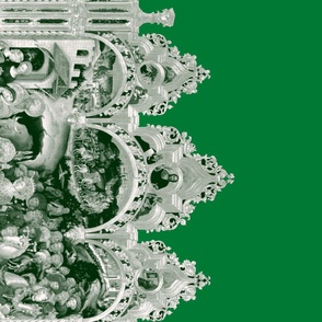 The Nativity Scene Border Print ~ Green & White