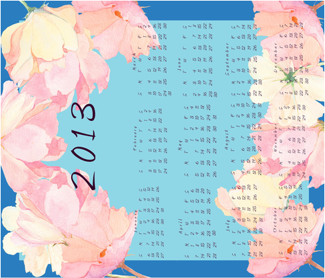 Cosmos calendar 2013 fabric by deepcoveflowers on Spoonflower - custom fabric