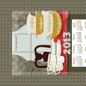2013 Calendar Towel - Pyrex Still Life 27x18"
