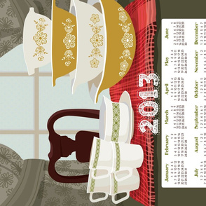 2013 Calendar Towel - Pyrex Still Life 21x18"