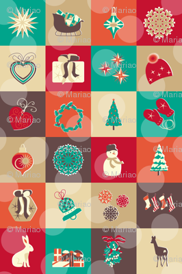 5" squares North Christmas