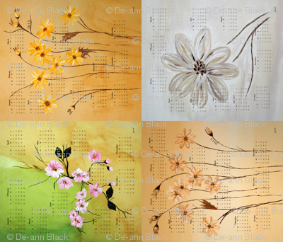 4 Country Blossom Tea Towel Calendars 2013