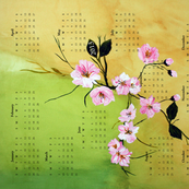 4 Country Blossom Tea Towel Calendars 2013