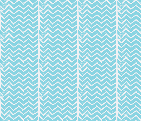 Chevron - Hand Carved Stamp - Sky fabric by owlandchickadee on Spoonflower - custom fabric