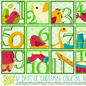 12 days of Christmas Cocktail Napkins